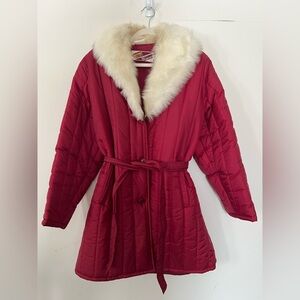 Vintage red jacket with fur